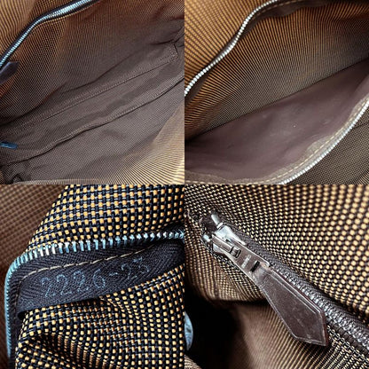 Hermes Shoulder Bag Bassas PM Her Line Canvas Brown Silver Hardware Casual