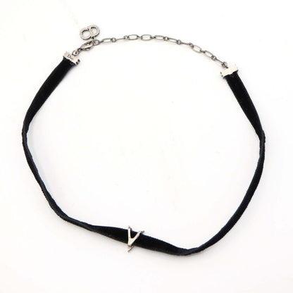 Christian DIOR Choker Star Rhinestone CD Velour Accessories Black Ladies With