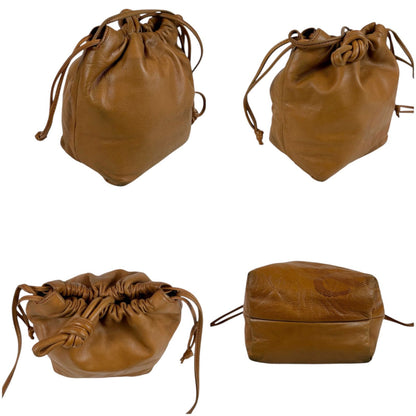 Loewe Drawstring Mini Shoulder Bag Anagram Logo Nappa Leather Brown Flamenco