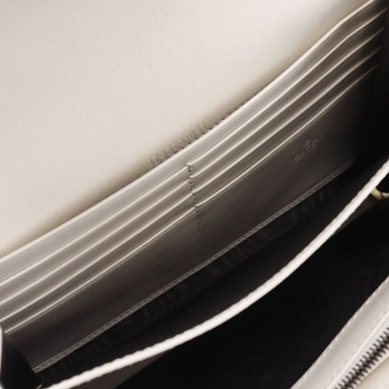 Gucci GG Marmont Chain Shoulder 2WAY Clutch 474575 Calf White Ladies Chain
