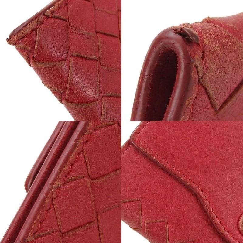 Bottega Veneta Key Case 6-stack Intrecciato Woven Red Leather Red Leather Small