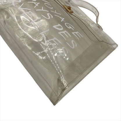 Hermes Vinyl Kelly Logo Hand Beach Clear Transparent Purse