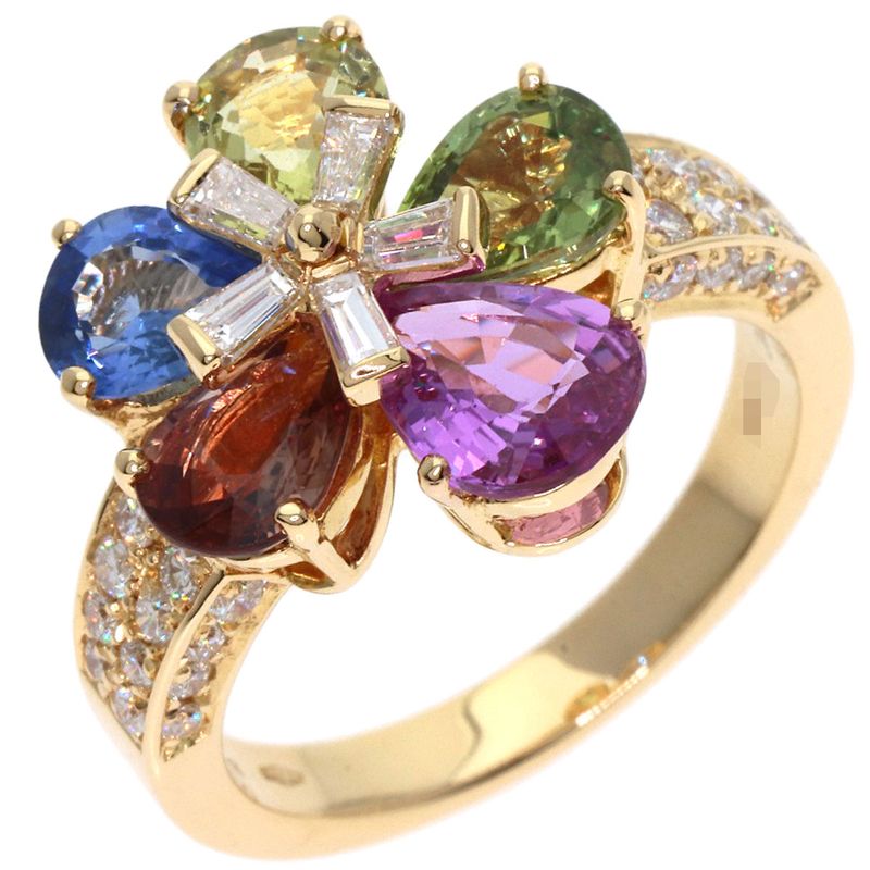 Bvlgari Bulgari Flower Contraire Multicolor Sapphire Diamond Ring And Ring 18K
