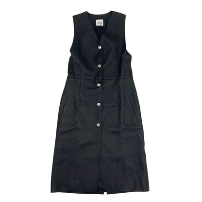 Hermes Outerwear Deerskin Black Long Vest Gilet Serie Button