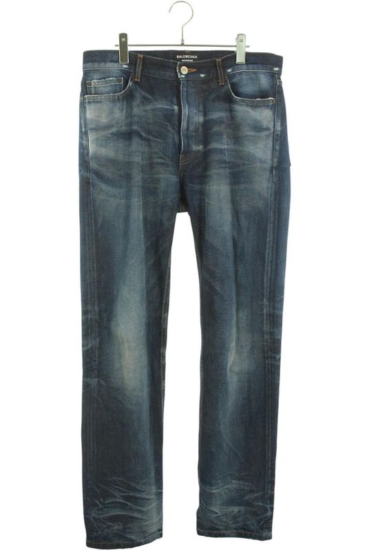 Balenciaga 22AW 681707 Tdw14 Normal FIT Crushed Washed Denim Pants Men's 31