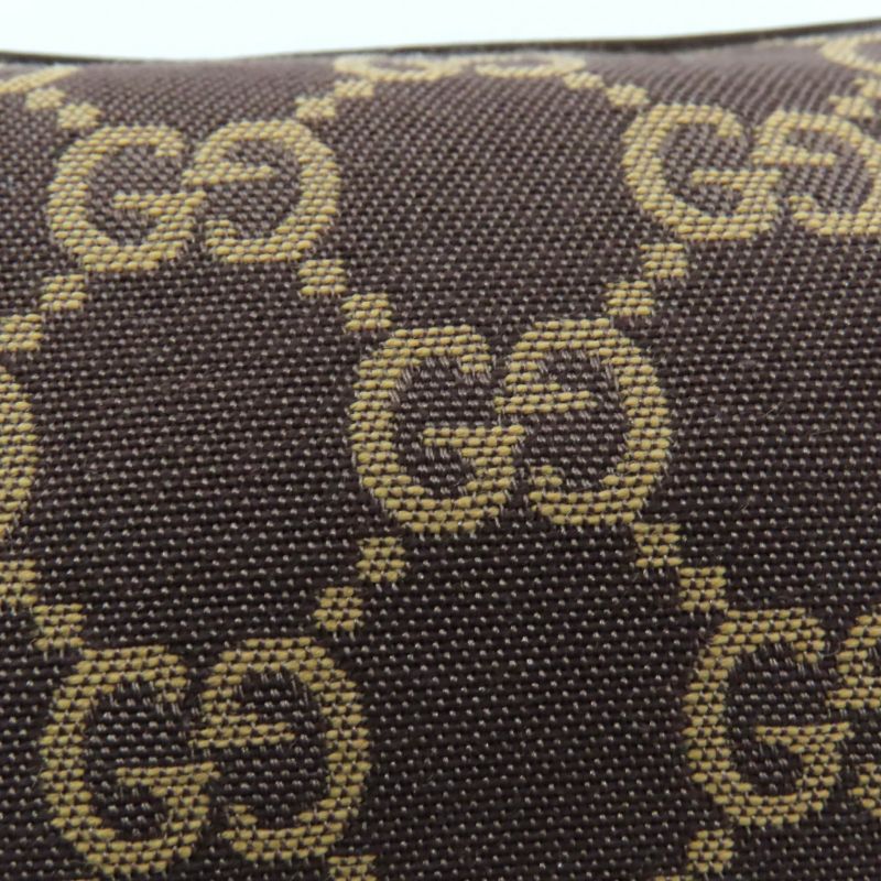 Gucci 002058 GG Canvas Leather Use Cosmetic Pouch Brown With Box Made In Italy