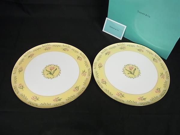 Tiffany & Co Tiffany & Co Pink Tulip Plates Tableware Set Of 2 Yellowish