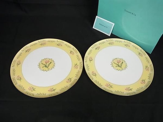 Tiffany & Co Tiffany & Co Pink Tulip Plates Tableware Set Of 2 Yellowish