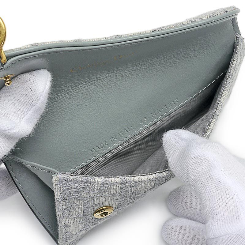 Dior Saddle Zip Card Holder Oblique Jacquard Gray
