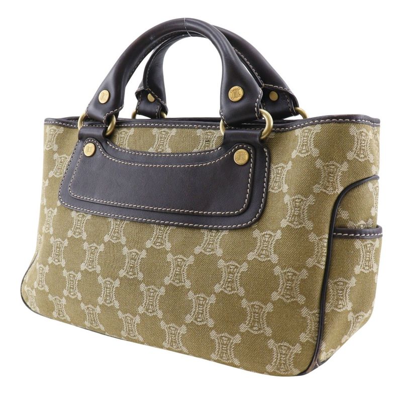 Celine Boogie Bag Macadam Canvas Khaki Women's Handbag