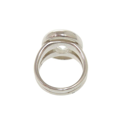 Hermes Vintage Gaucho Silver 925 White Topaz #17 Silver Ring 0267 Hermes