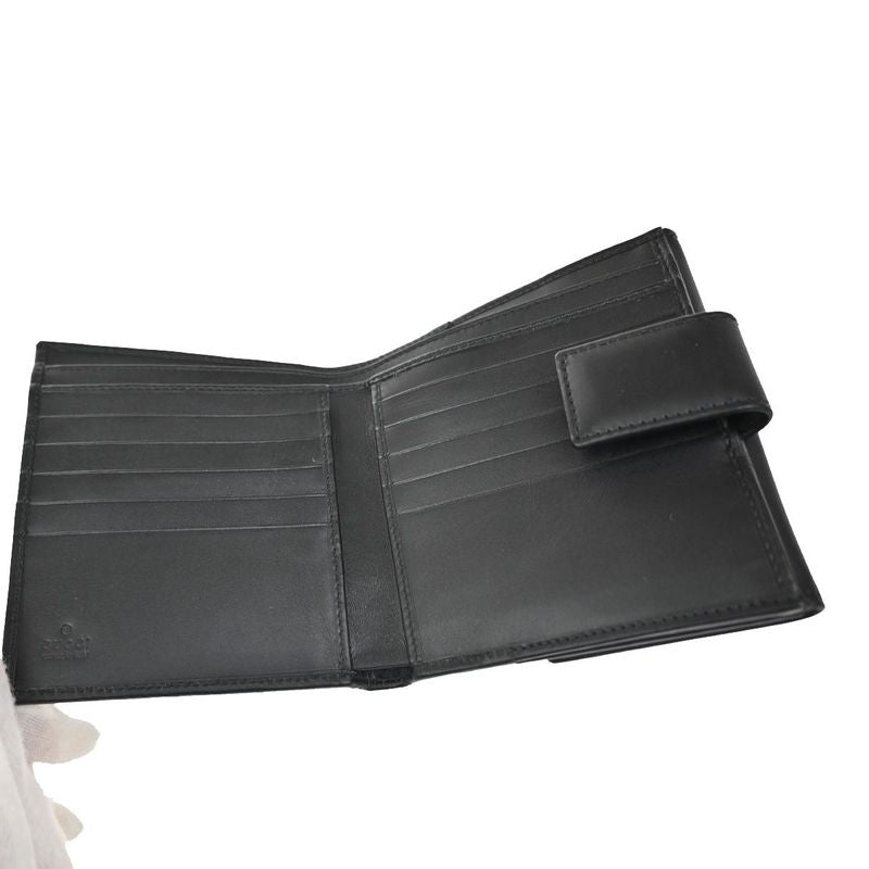 Gucci Wallet GG Bifold Wallet Black Canvas Leather 35ka628