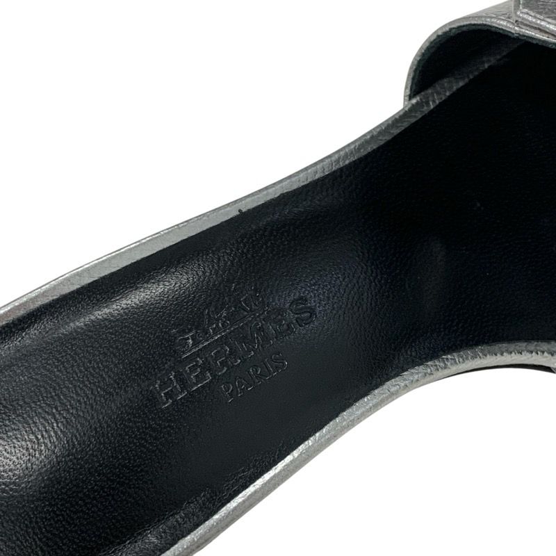 Hermes Very Sandals Shoes Leather Silver Kelly Clasp Mules