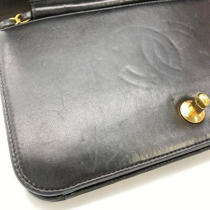 Chanel Matelasse Chain Shoulder Bag Lambskin Black Gold Hardware