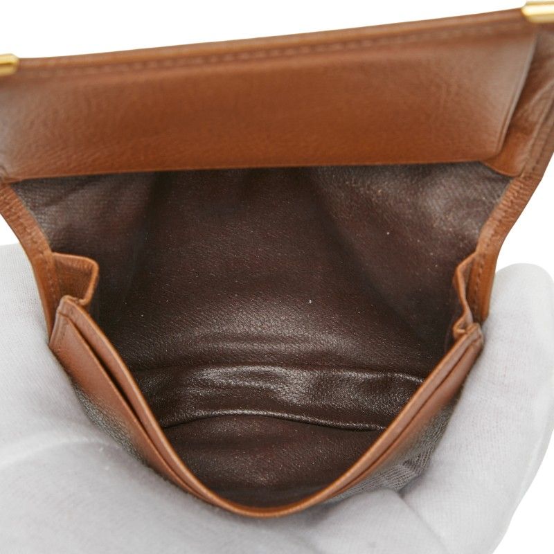 Saint Laurent YSL Logo Card Case Pass Case Brown Leather Men's Saint Laurent