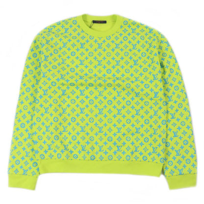 Louis Vuitton 2023 100% Cotton Monogram Print Allover Sweatshirt Lime Green L