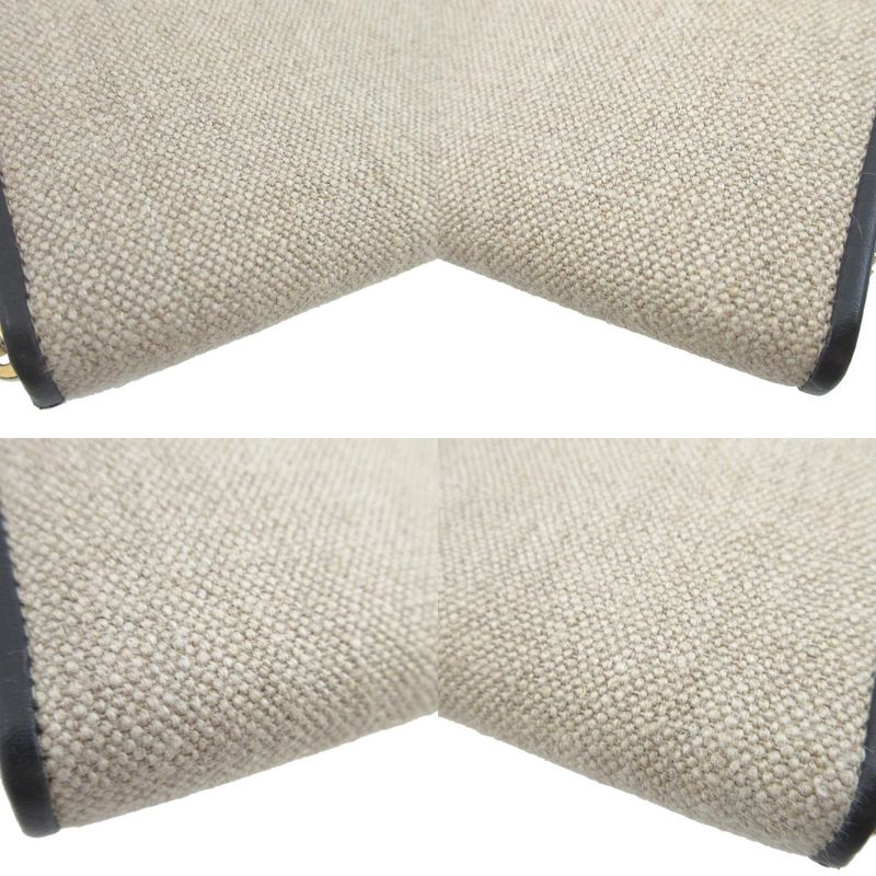 Loewe Amazona Canvas Leather Beige Black Round Zipper Long Wallet 0472 Loewe