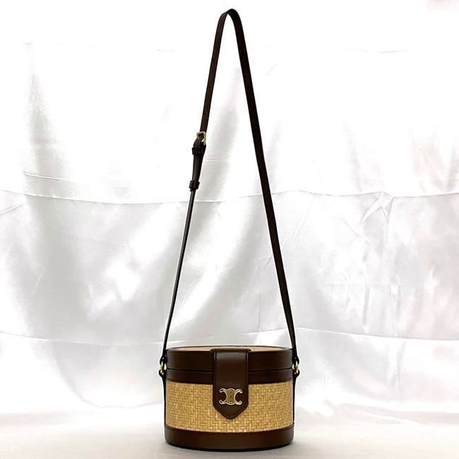 Celine Tambour Shoulder Bag Beige Brown
