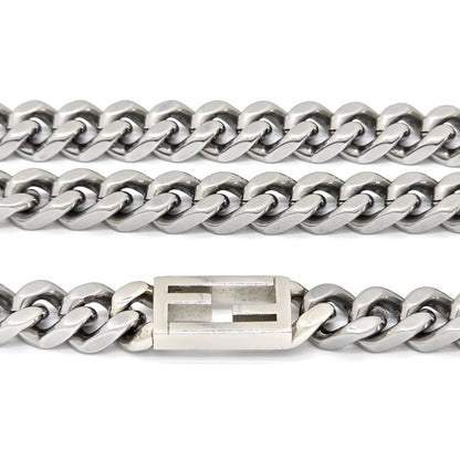 Fendi Baguette Necklace Chain Link Palladium Polished Metal 46cm (1811in) Long