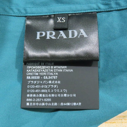 Unused 2021 Prada Open Collar Beau Ring Shirt Short Sleeve Back Print Cut and