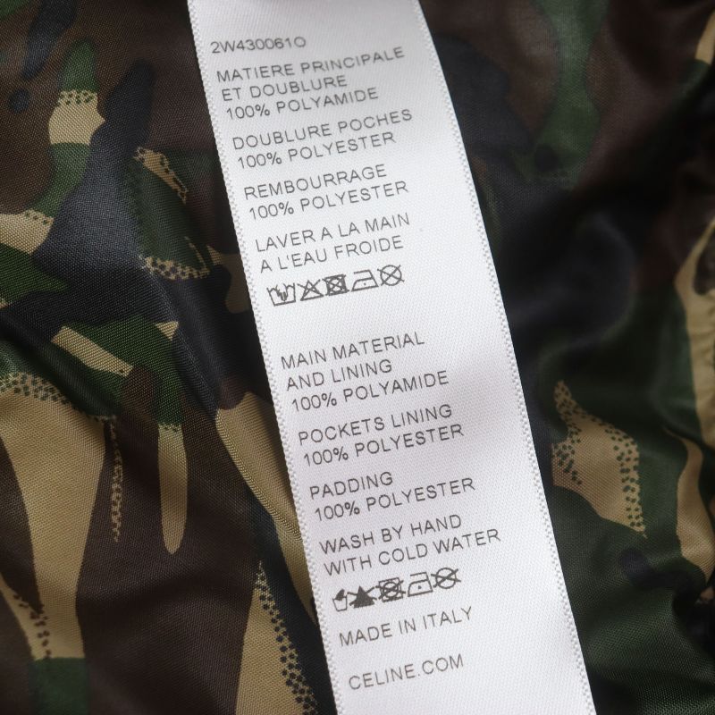 Celine 2w4300610 Logo Print Camouflage Padded Zip-up Jacket Green Brown Multi