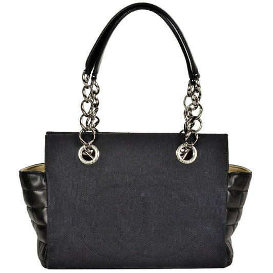 Chanel Coco Mark Chain Shoulder Bag Handbag Lambskin Canvas Black Decacoco Women