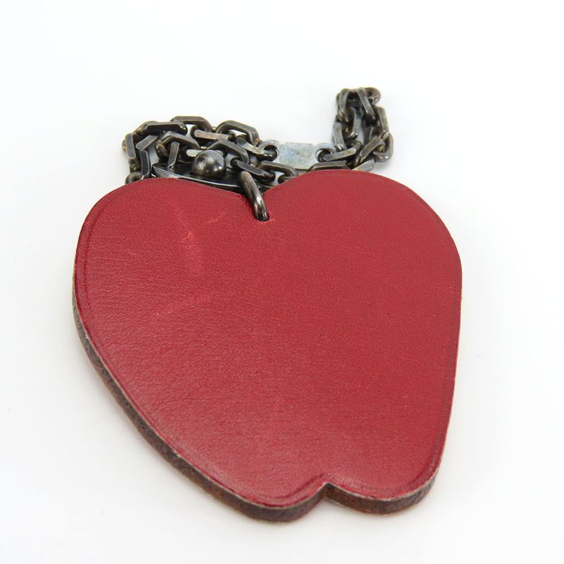 Hermes Bag Charm Apples Fruit Leather Silver 925 Red Silver Hardware Accessories