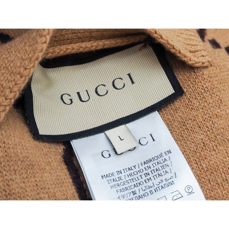 Gucci GG Wool Check Reversible Cardigan Glen Check Woven Long Sleeve Women's V