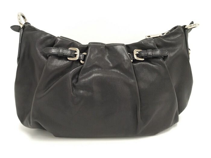 Prada One Shoulder Bag Leather Black Br3795
