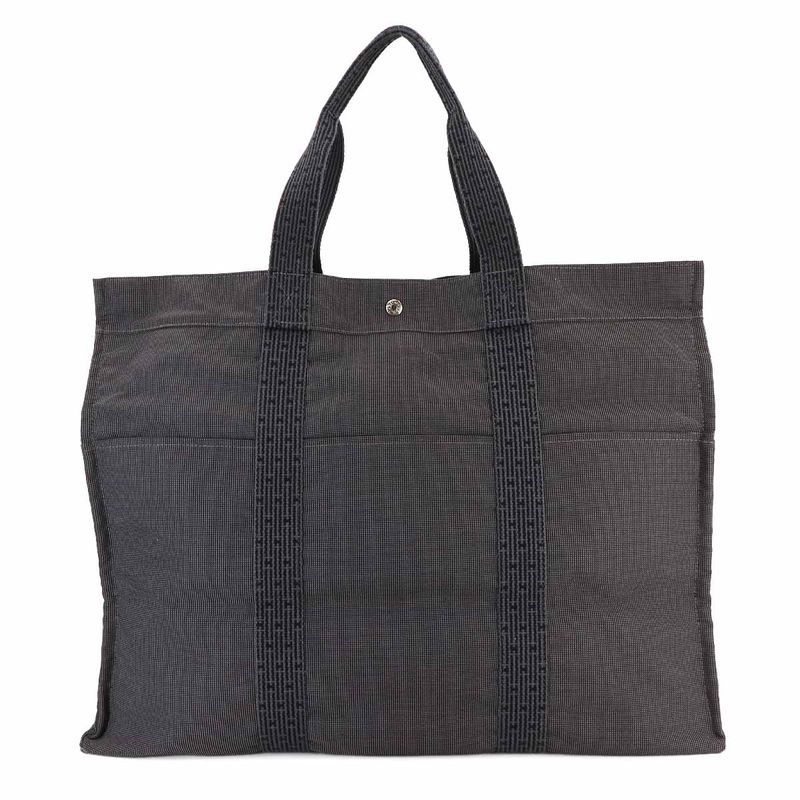 Hermes Herline Tote TGM Bag Canvas Gray Silver Hardware Herline Tote TGM