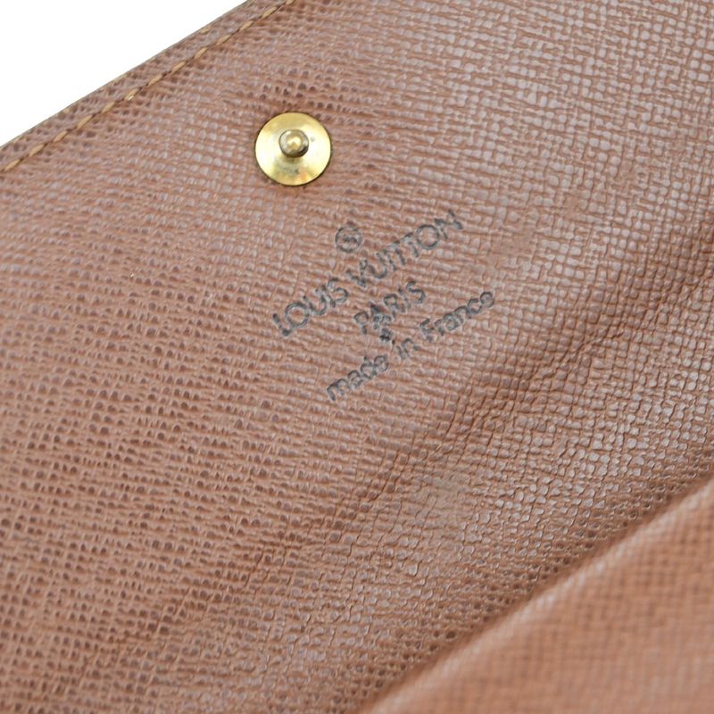 Louis Vuitton LV Logo 2-set Fold Wallet Monogram Leather Brown 01ed973