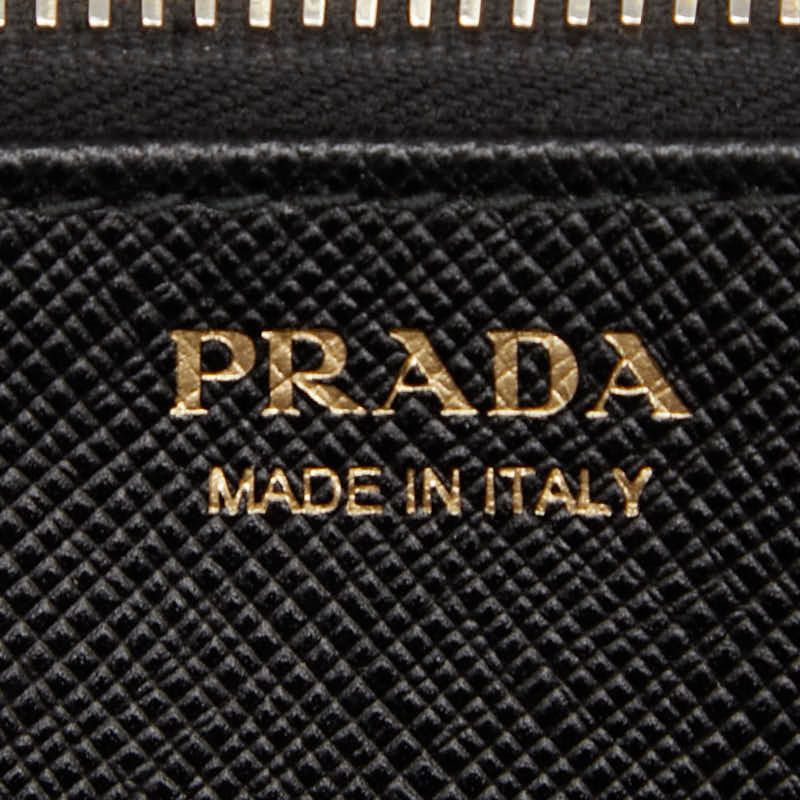 Plat Da Round Zipper Long Wallet 1ml506 Pink Saffiano Leather Women Prada