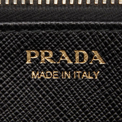 Plat Da Round Zipper Long Wallet 1ml506 Pink Saffiano Leather Women Prada