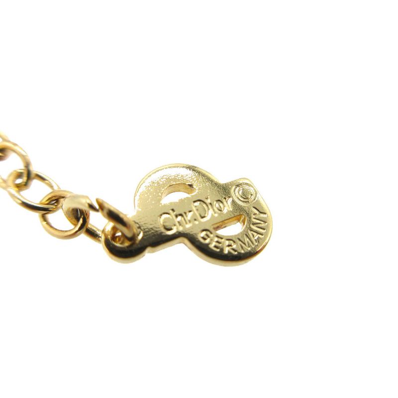 Christian Dior Vintage Logo Oval Necklace Metal Gold 0290 Christian Dior
