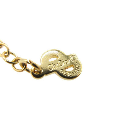 Christian Dior Vintage Logo Oval Necklace Metal Gold 0290 Christian Dior