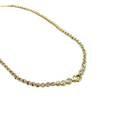 Christian DIOR Necklace Metal Vintage Rhinestone CD Logo Gold