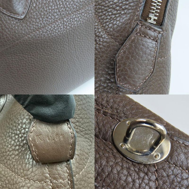 Hermes Handbag Bolide 31 Togo Chocolat Dark Brown Silver Hardware 2WAY Shoulder