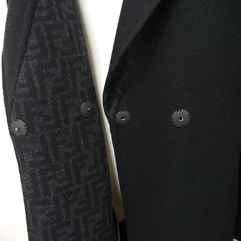 Fendi Long Coat Ff8835 A5HD Wool Black Size 36