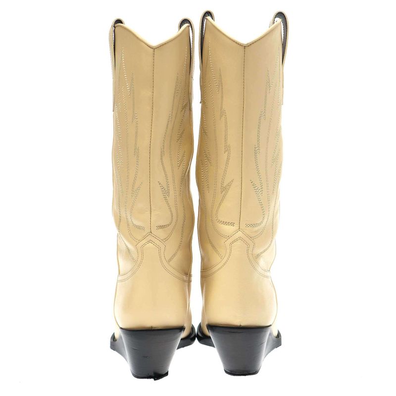 Celine 22aw Metal Toe Cap Western Middle Boots Ivory 41
