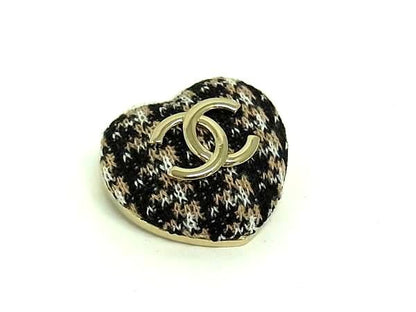 Chanel Coco Mark B22K Canvas Heart Pin Brooch Pin Badge Accessories