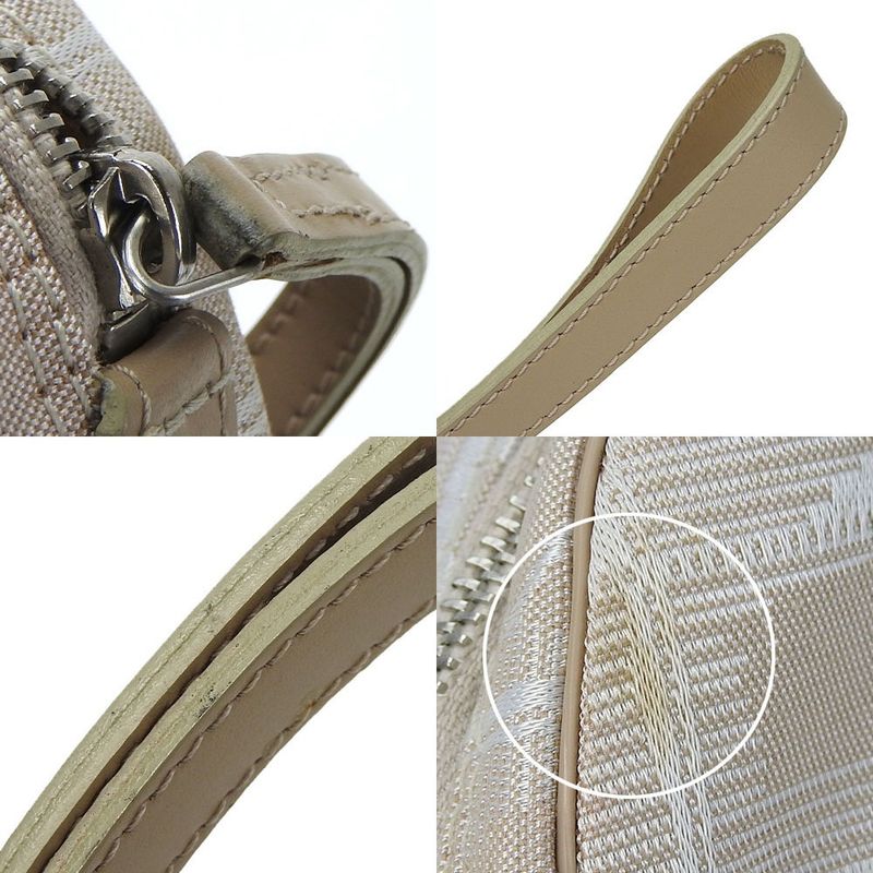 Chanel Pouch New Travel Line Coco Mark 7th Beige Jacquard Nylon Round Small