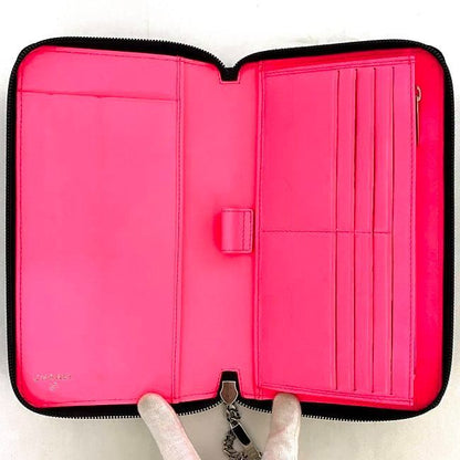 Chanel Round Zipper Long Wallet F21275 Black White