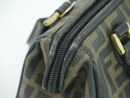 Authentic Fendi Zucca Mini Boston Bag Handbag PVC Brown Zucca Bag Pre-owned