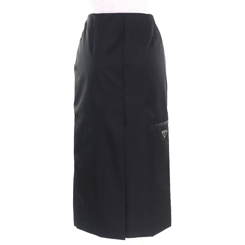 Prada 2022 21h924 Triangle Logo Triangle Plate Re Nylon Long Tight Skirt