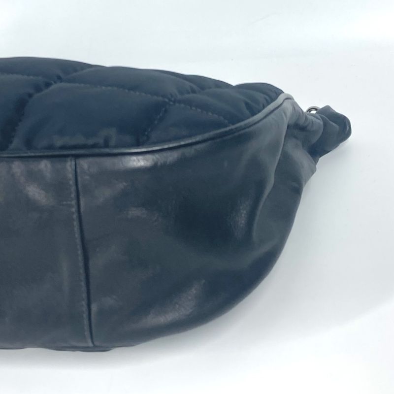 Chanel Shoulder Bag CC Coco Mark Choco Bar Leather / Nylon Black