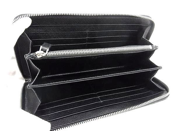 Prada Frankenhart Saffiano Leather Studded Round Zipper Long Wallet