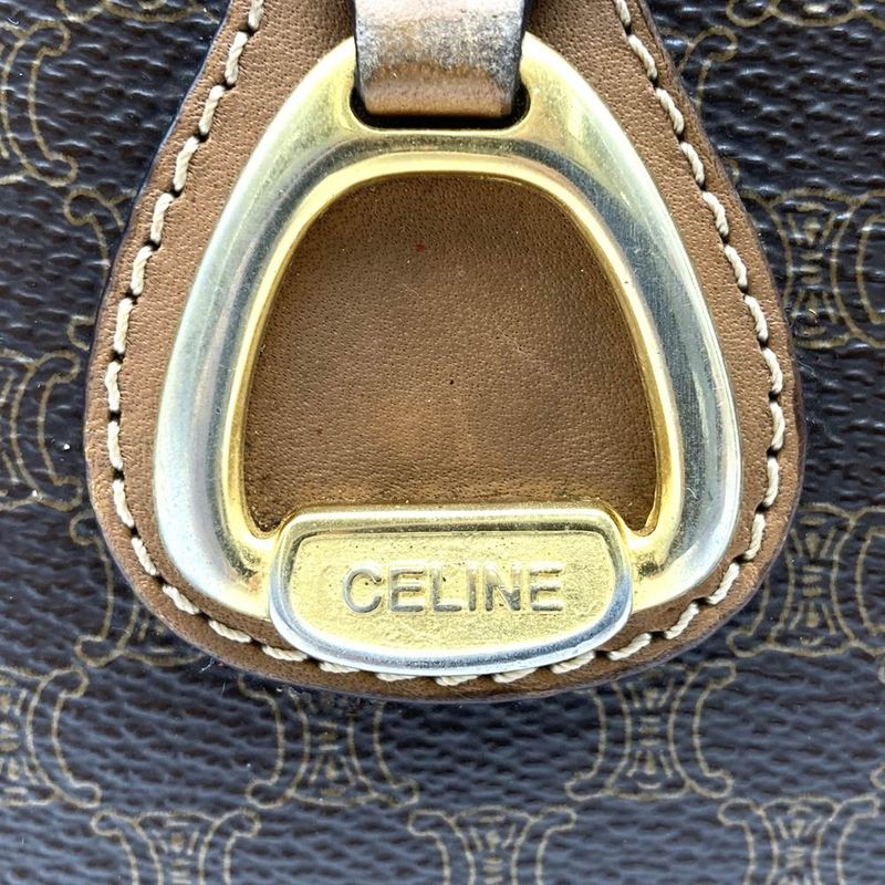 Celine Macadam Shoulder Bag Gold Hardware Vintage Pvc/leather Brown Women