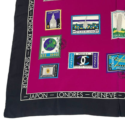 Chanel Coco Mark Scarf With Stamps Silk Pink
