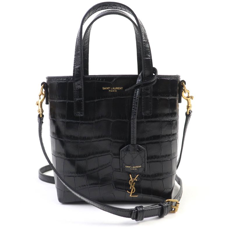 Saint Laurent Paris 712367 Mini Toy Shopping Leather Croc Shape Pressed 2WAY