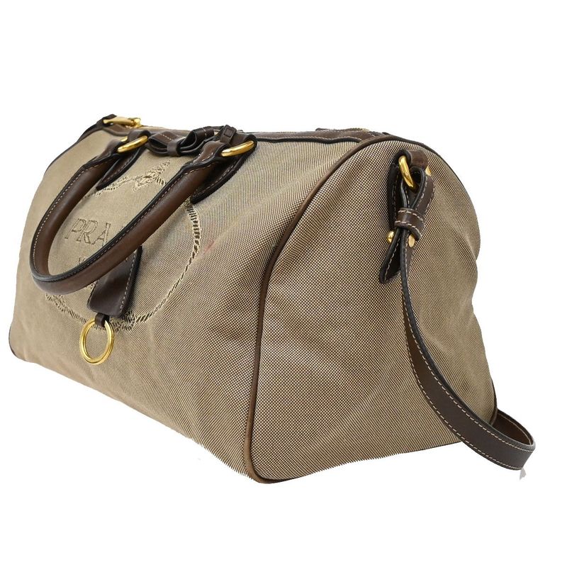 Prada Shoulder Hand Bag 2way Canvas Leather Brown 31ka941